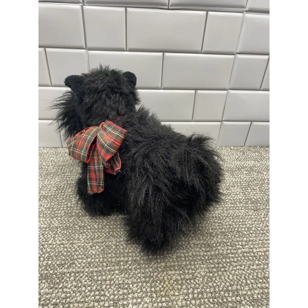 Emotions‎ VTG Scottie Terrier Plush Puppy Dog Tush Tag Attached Black W Bow HG3